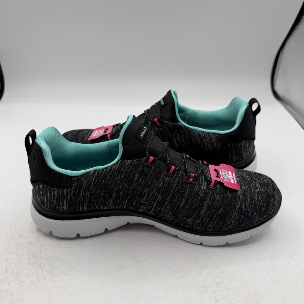 Skechers Quick Getaway Shoes Womens 7.5 W WIDE FIT Black Slip On Sneakers 12983W - Picture 6 of 10